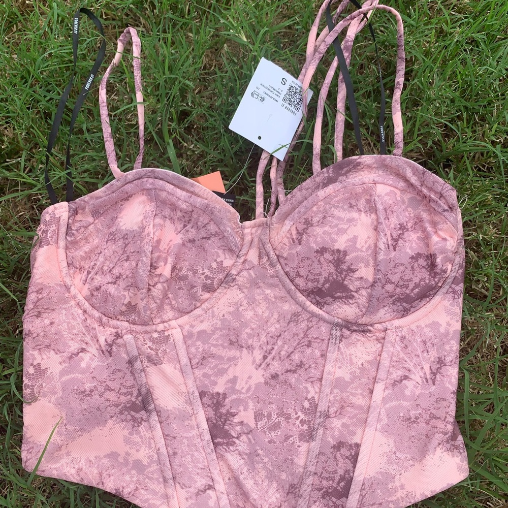 Pink and Brown Bustier Top